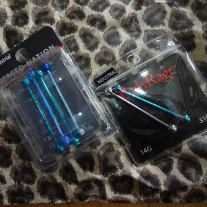 6x 14g 1 3/8" industrial barbells Pierced Nation Body Rage Earrings Punk Goth